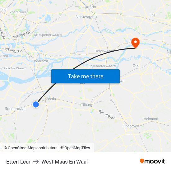 Etten-Leur to West Maas En Waal map