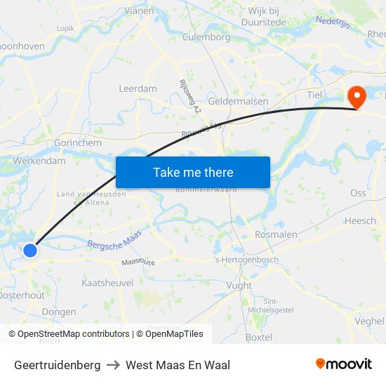Geertruidenberg to West Maas En Waal map