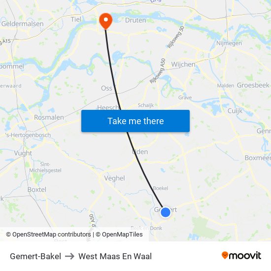 Gemert-Bakel to West Maas En Waal map