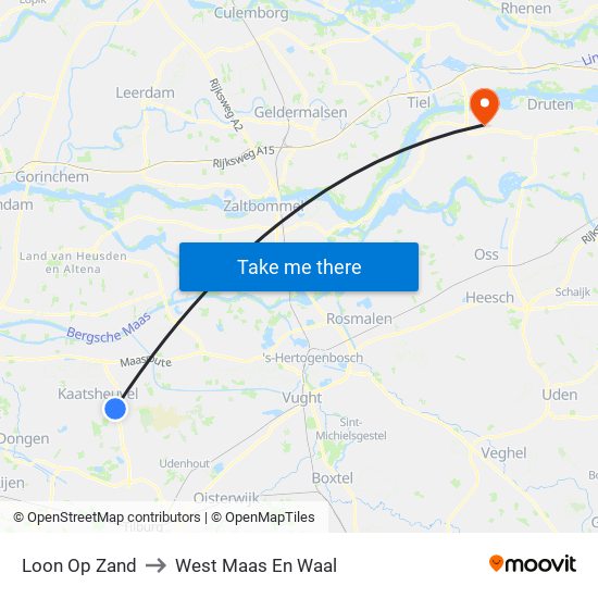 Loon Op Zand to West Maas En Waal map