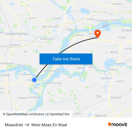 Maasdriel to West Maas En Waal map