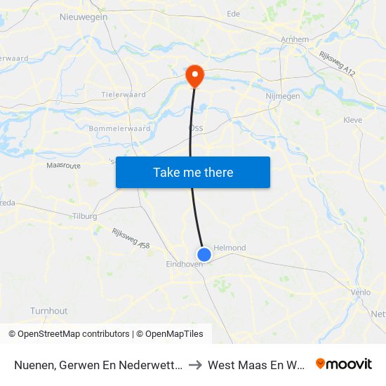 Nuenen, Gerwen En Nederwetten to West Maas En Waal map