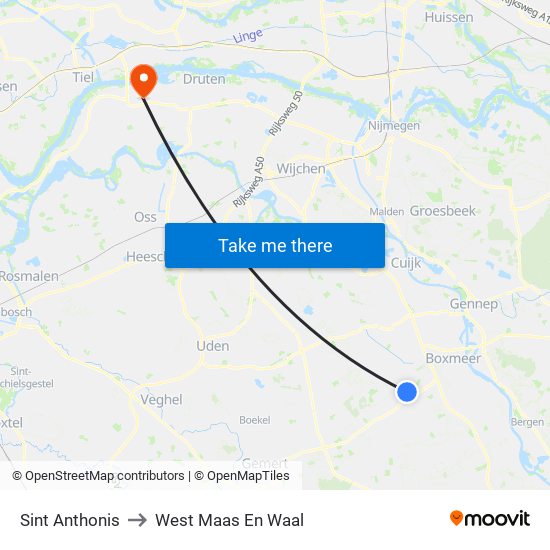 Sint Anthonis to West Maas En Waal map