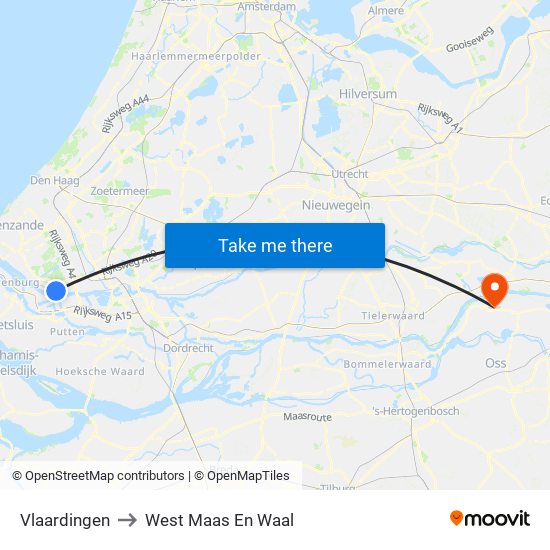 Vlaardingen to West Maas En Waal map