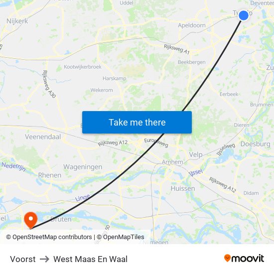 Voorst to West Maas En Waal map