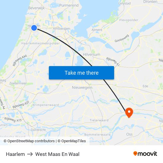 Haarlem to West Maas En Waal map
