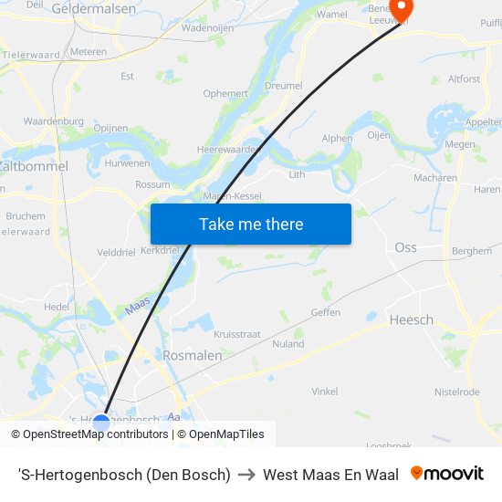 'S-Hertogenbosch (Den Bosch) to West Maas En Waal map