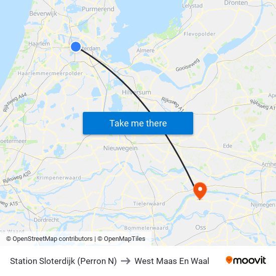 Station Sloterdijk (Perron N) to West Maas En Waal map