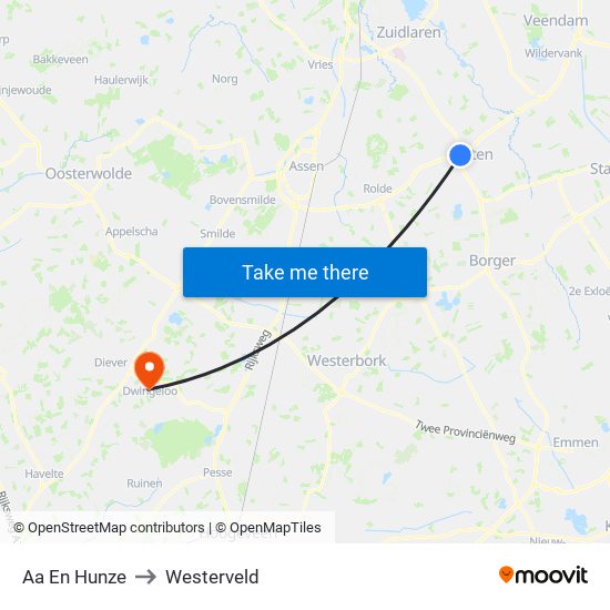 Aa En Hunze to Westerveld map