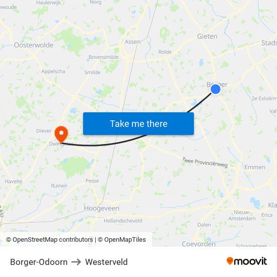Borger-Odoorn to Westerveld map