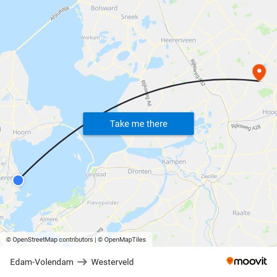 Edam-Volendam to Westerveld map