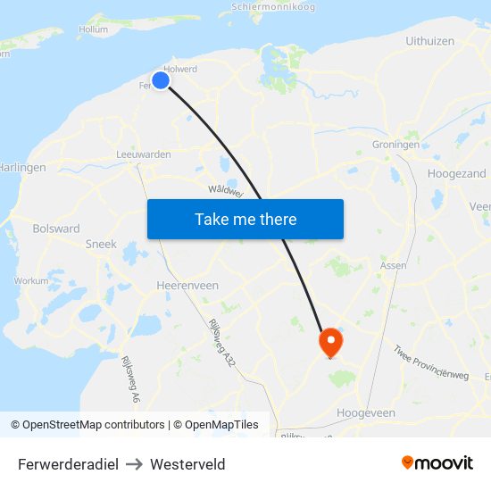 Ferwerderadiel to Westerveld map