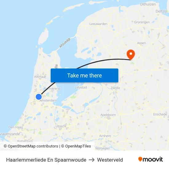 Haarlemmerliede En Spaarnwoude to Westerveld map