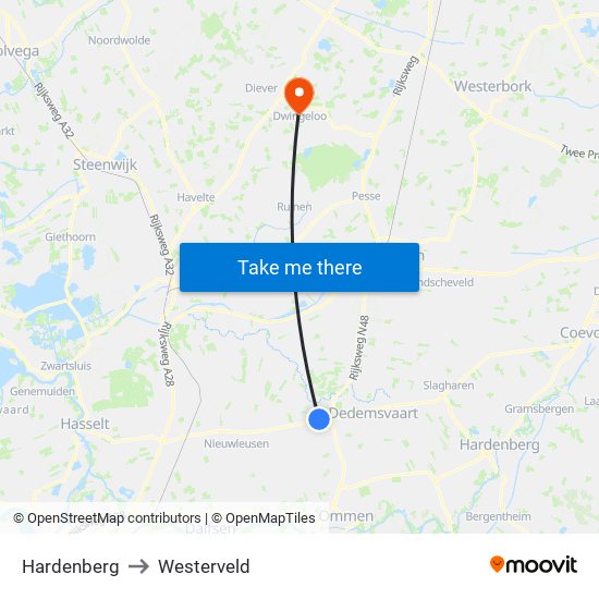 Hardenberg to Westerveld map