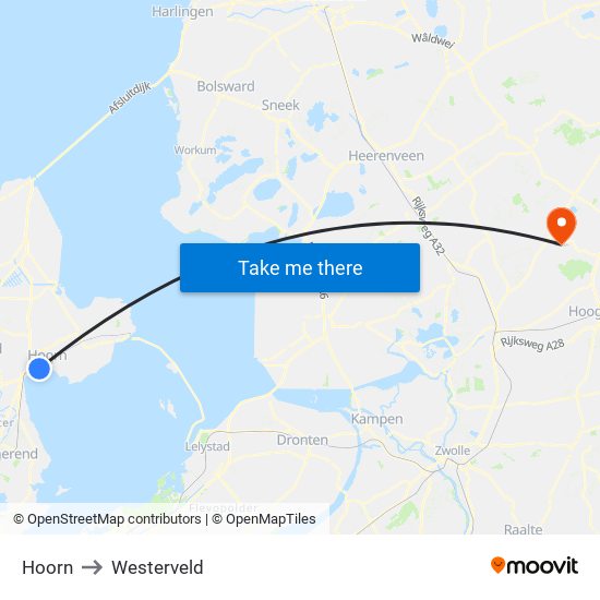 Hoorn to Westerveld map