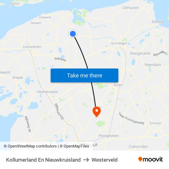 Kollumerland En Nieuwkruisland to Westerveld map