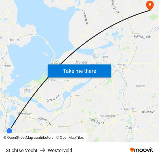 Stichtse Vecht to Westerveld map