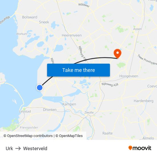 Urk to Westerveld map