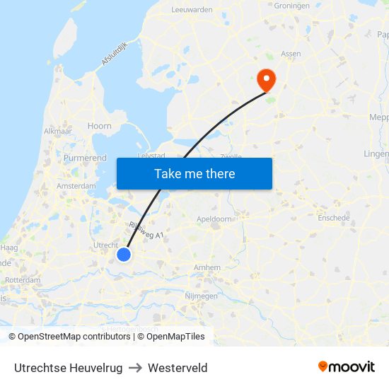 Utrechtse Heuvelrug to Westerveld map