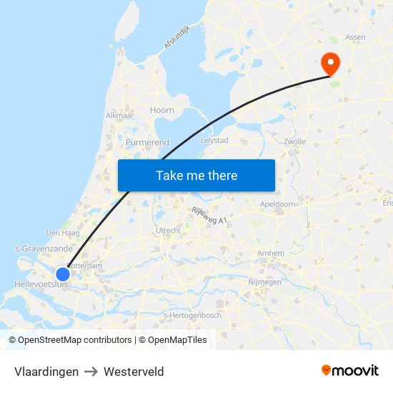 Vlaardingen to Westerveld map