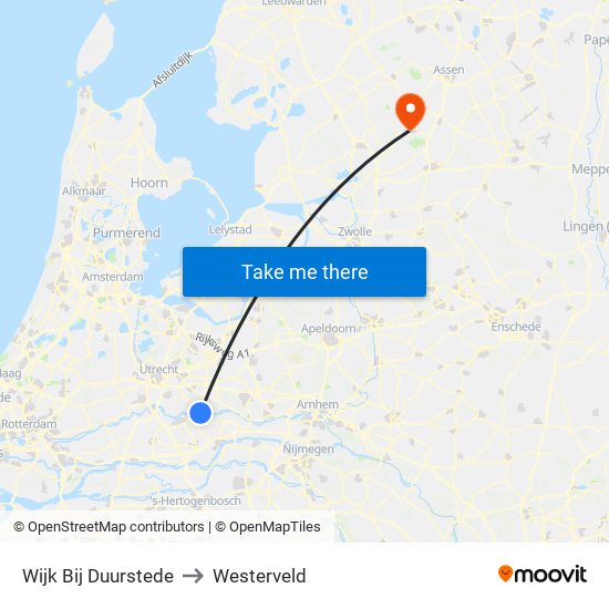 Wijk Bij Duurstede to Westerveld map