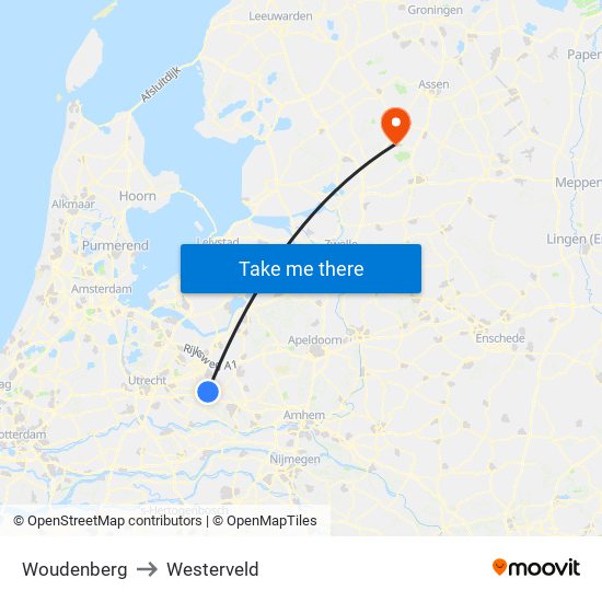 Woudenberg to Westerveld map