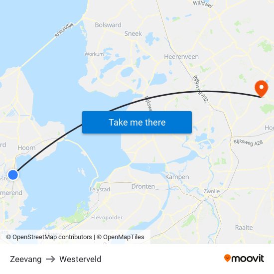 Zeevang to Westerveld map