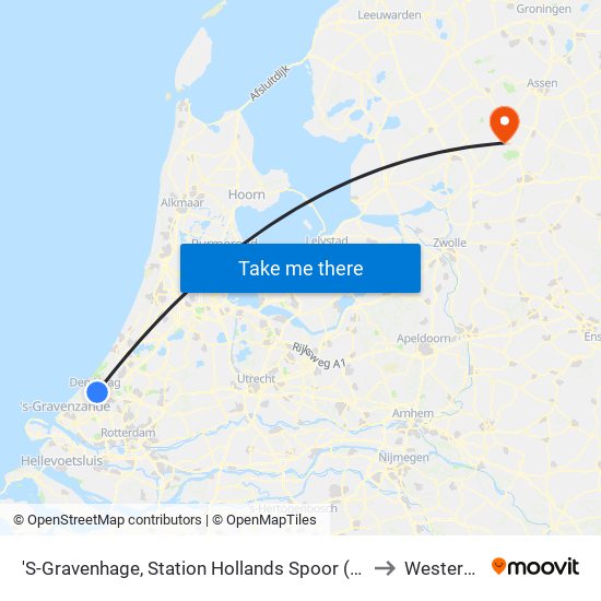 'S-Gravenhage, Station Hollands Spoor (Perron A) to Westerveld map