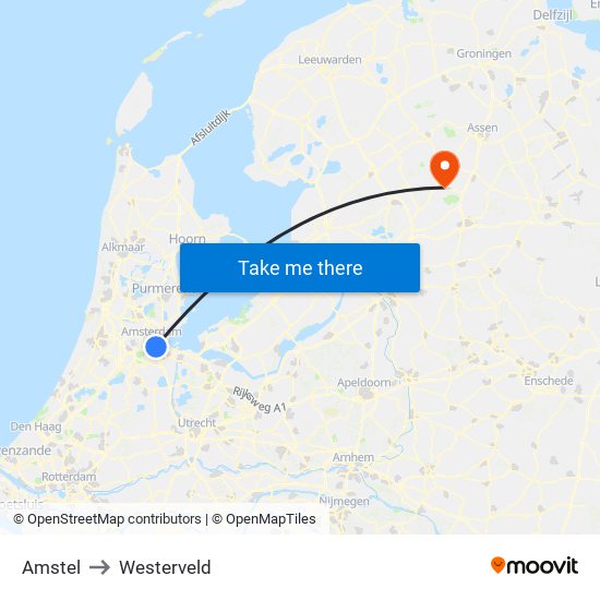 Amstel to Westerveld map