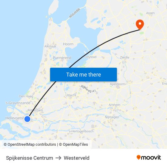 Spijkenisse Centrum to Westerveld map