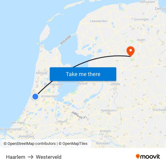 Haarlem to Westerveld map