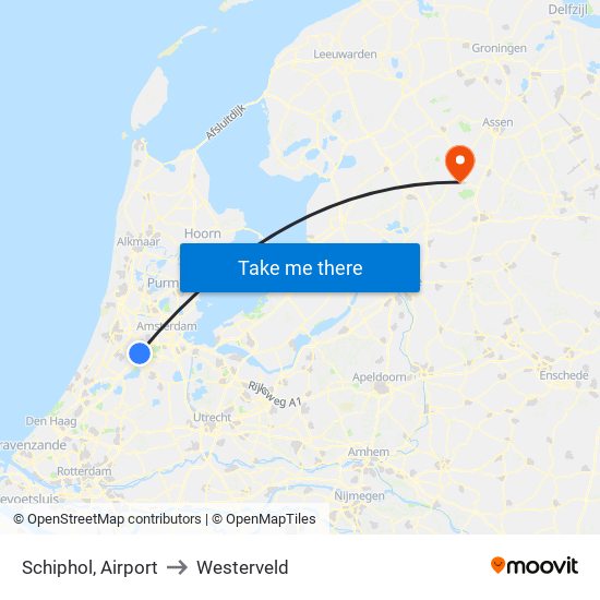 Schiphol, Airport to Westerveld map