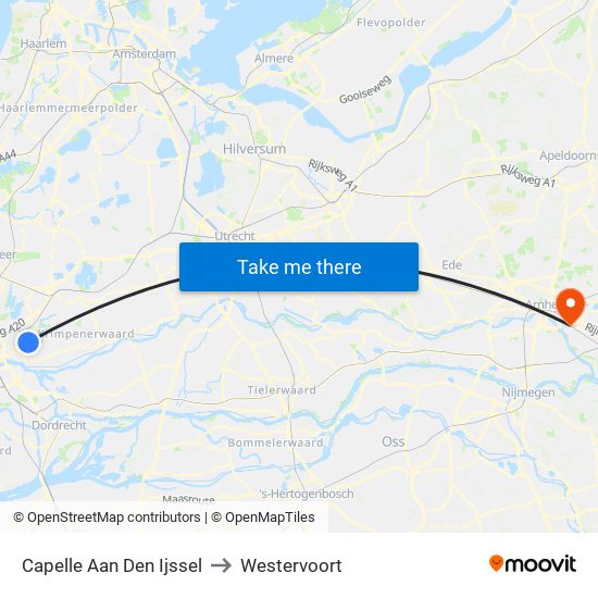 Capelle Aan Den Ijssel to Westervoort map