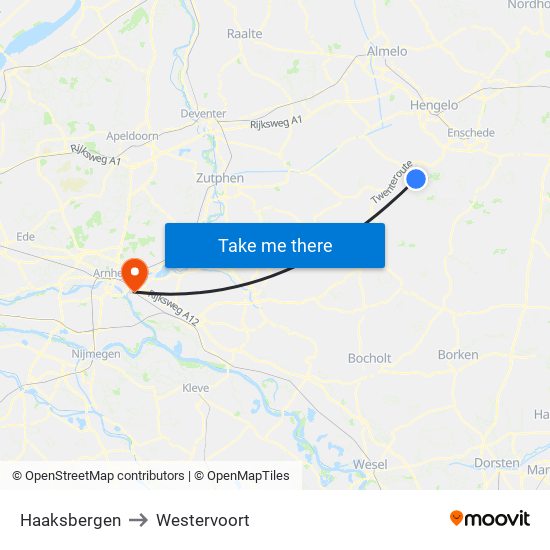 Haaksbergen to Westervoort map