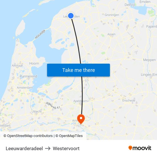 Leeuwarderadeel to Westervoort map