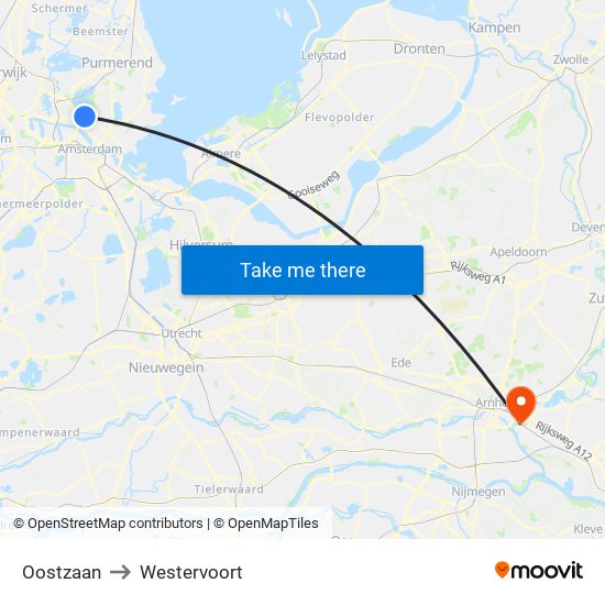 Oostzaan to Westervoort map
