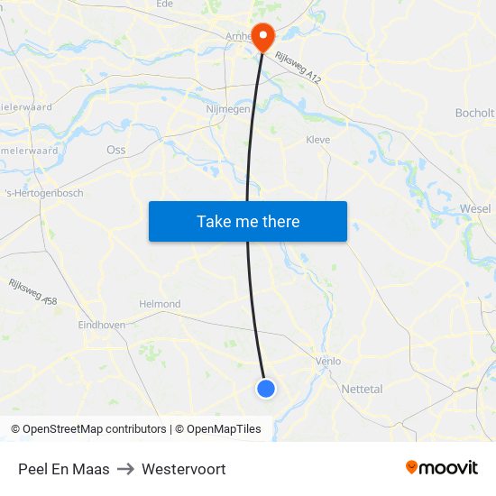 Peel En Maas to Westervoort map