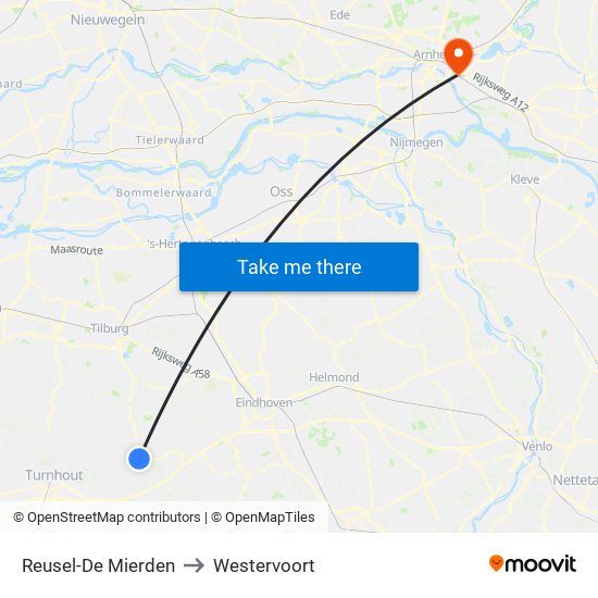 Reusel-De Mierden to Westervoort map