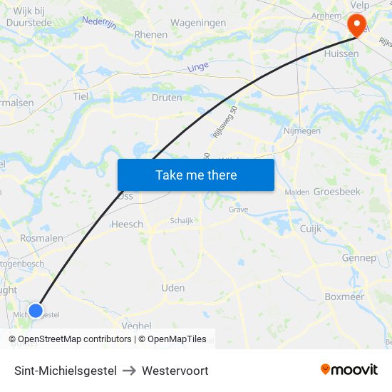 Sint-Michielsgestel to Westervoort map