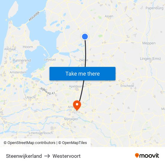 Steenwijkerland to Westervoort map