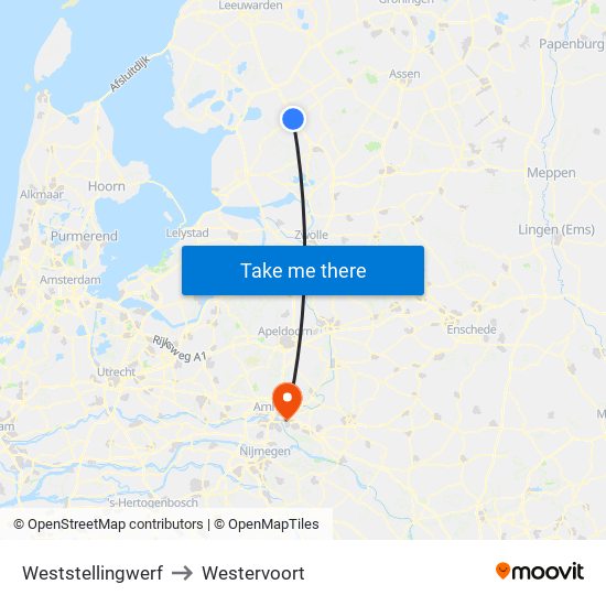 Weststellingwerf to Westervoort map