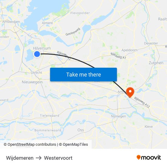 Wijdemeren to Westervoort map