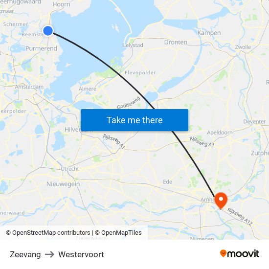Zeevang to Westervoort map