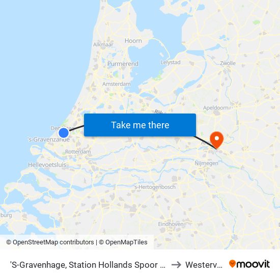 'S-Gravenhage, Station Hollands Spoor (Perron A) to Westervoort map
