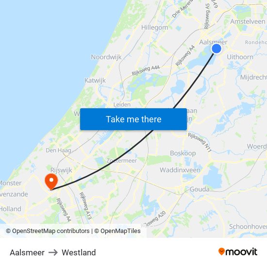 Aalsmeer to Westland map