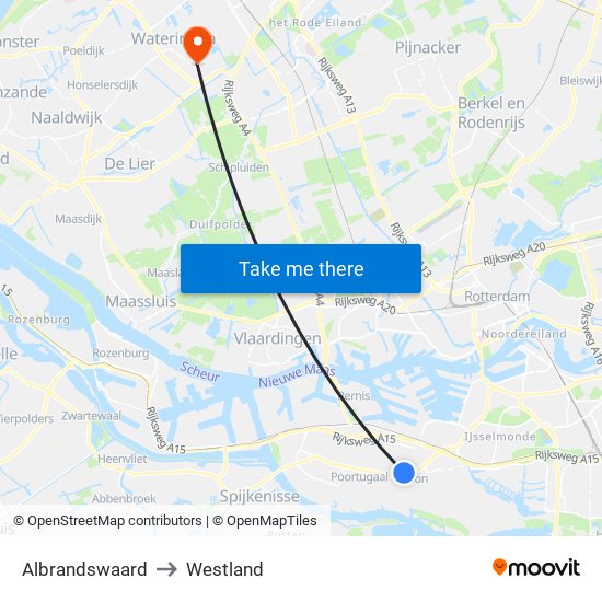 Albrandswaard to Westland map