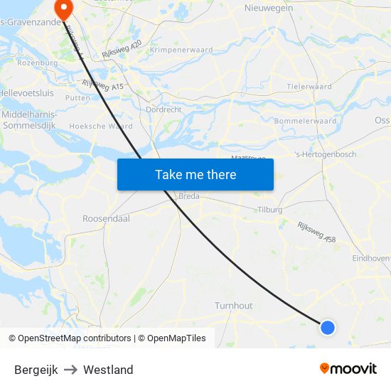 Bergeijk to Westland map