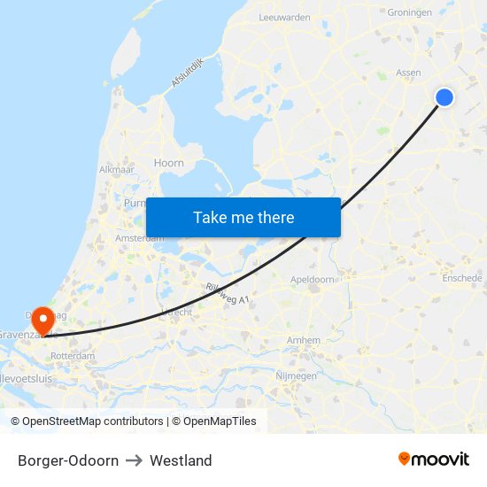 Borger-Odoorn to Westland map