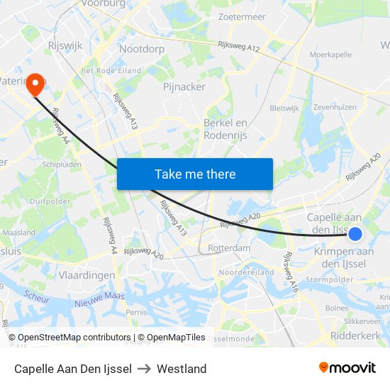 Capelle Aan Den Ijssel to Westland map