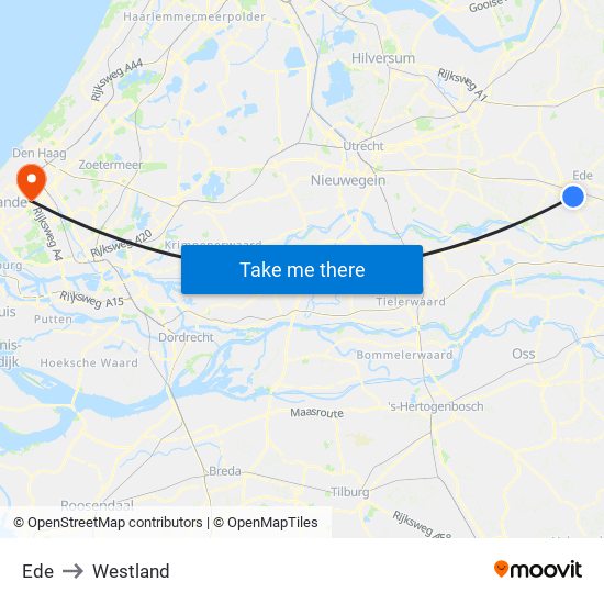 Ede to Westland map